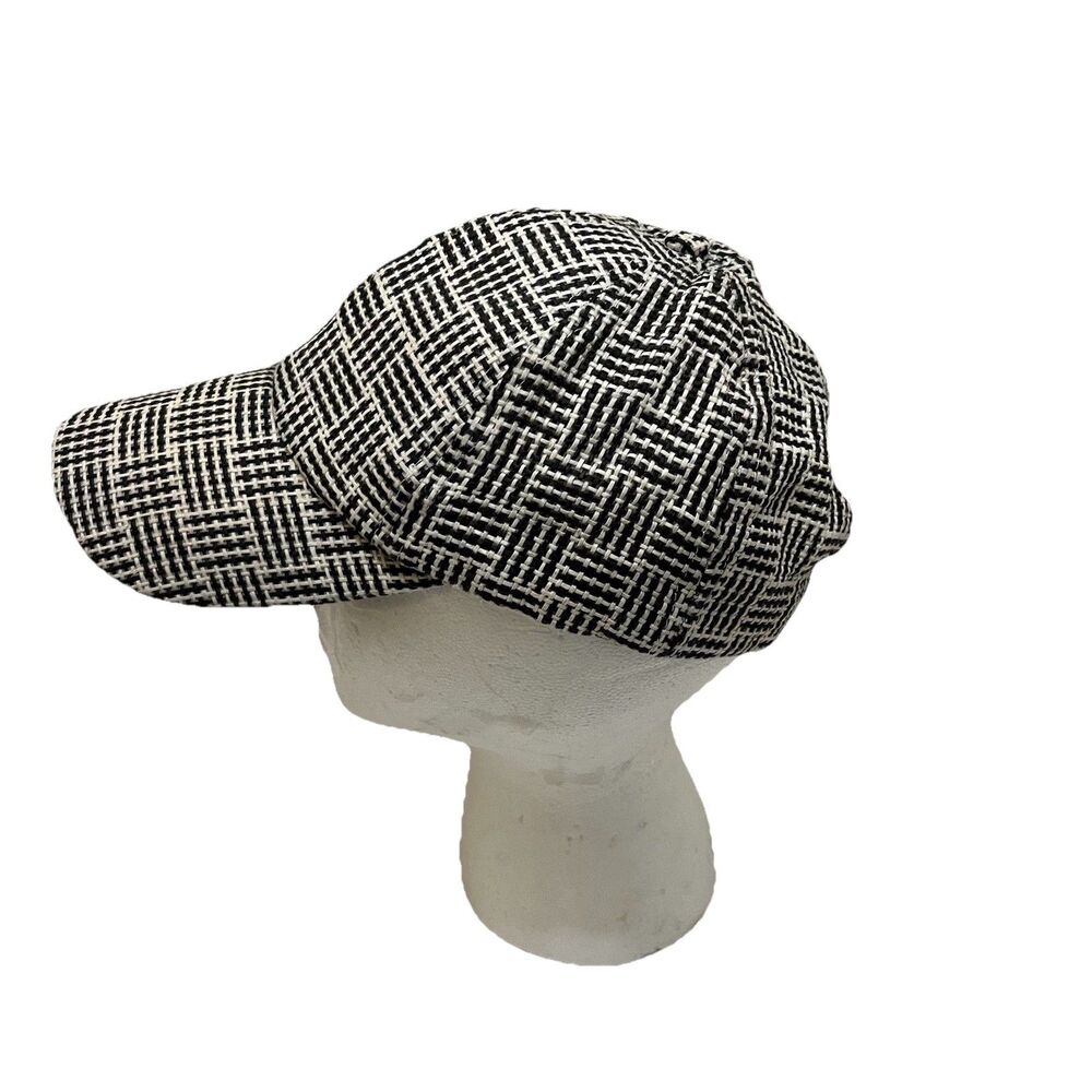 Roffe Black Cream Plaid 100% Paper Baseball Cap Hat Adjustable One Size Womens